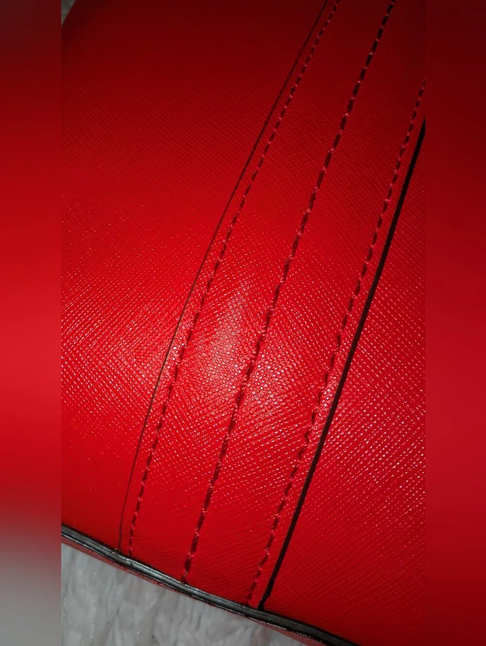 Henri Bendel West 57th Saffiano Leather Briefcase Laptop Bag Red VGC